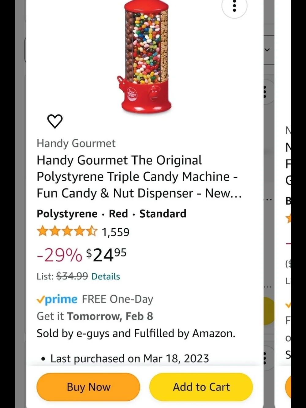 Red Triple Candy Machine - Fun Candy & Nut Dispenser
